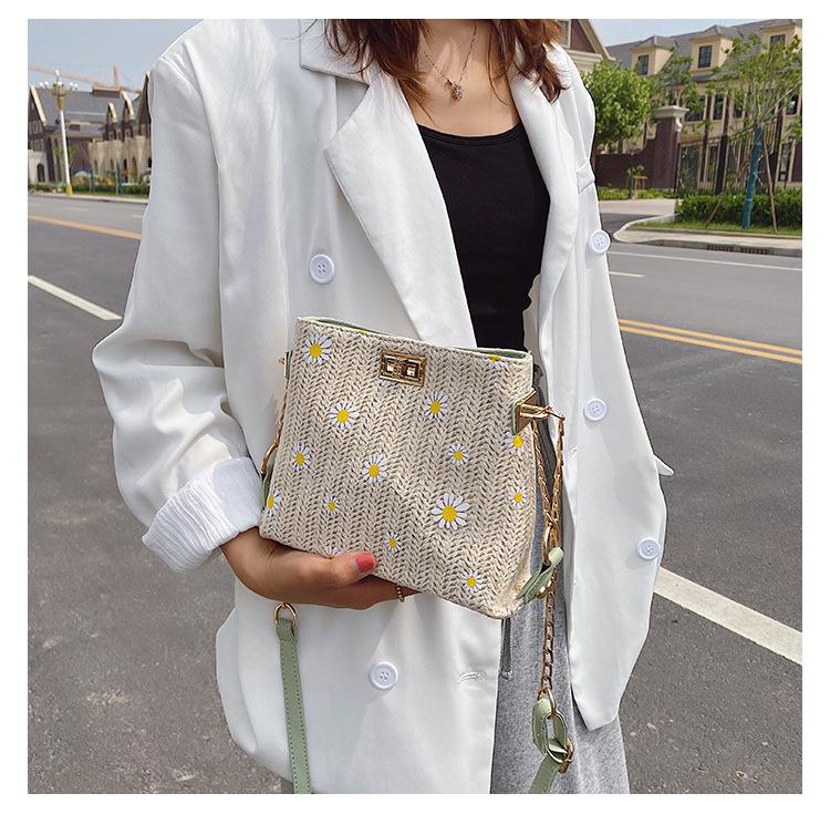 SCIONE Letní slaměná tkaná taška 2020 Nová dámská crossbody taška Western Styl All-match Chain Woven Crossbody taška na jedno rameno