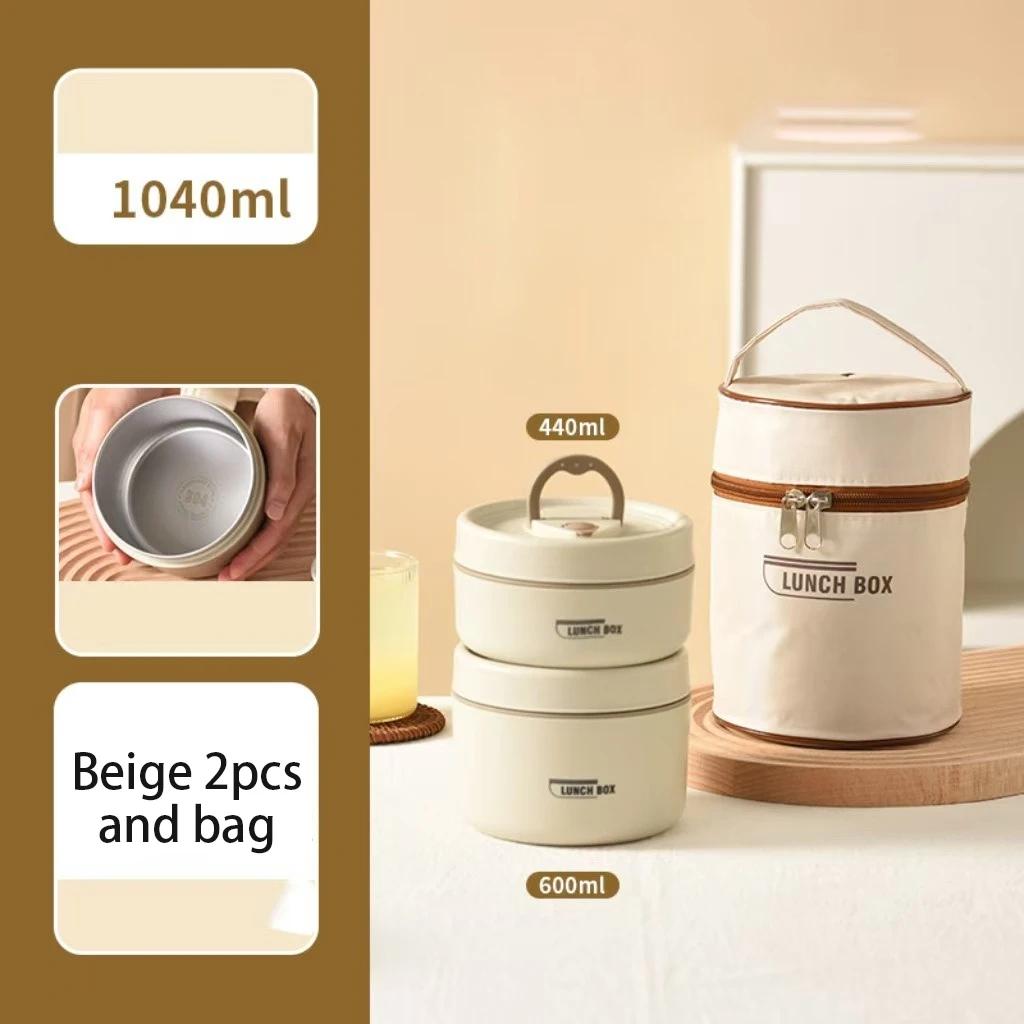 304 Stainless Steel Insulated Lunch Box Stackable 3 Separate Microwave Bento Box Sealed Leak Proof Soup Bowl Office Lunch-box