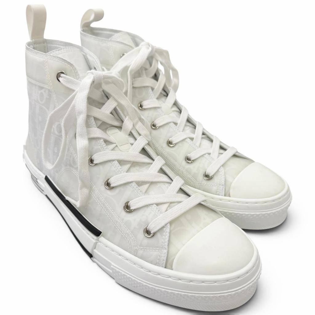 Excellent DIOR High Cut Sneakers B23 Oblique Pattern White Rubber Mens 43 Used