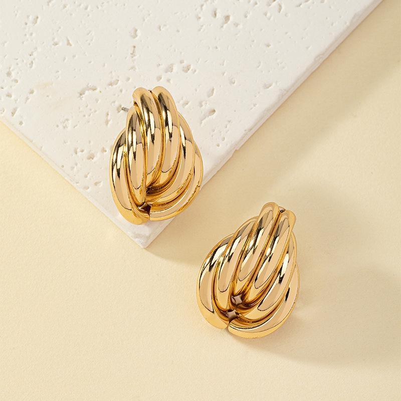 Korean Retro Minimalist Geometric Twist Stud Earrings for Women