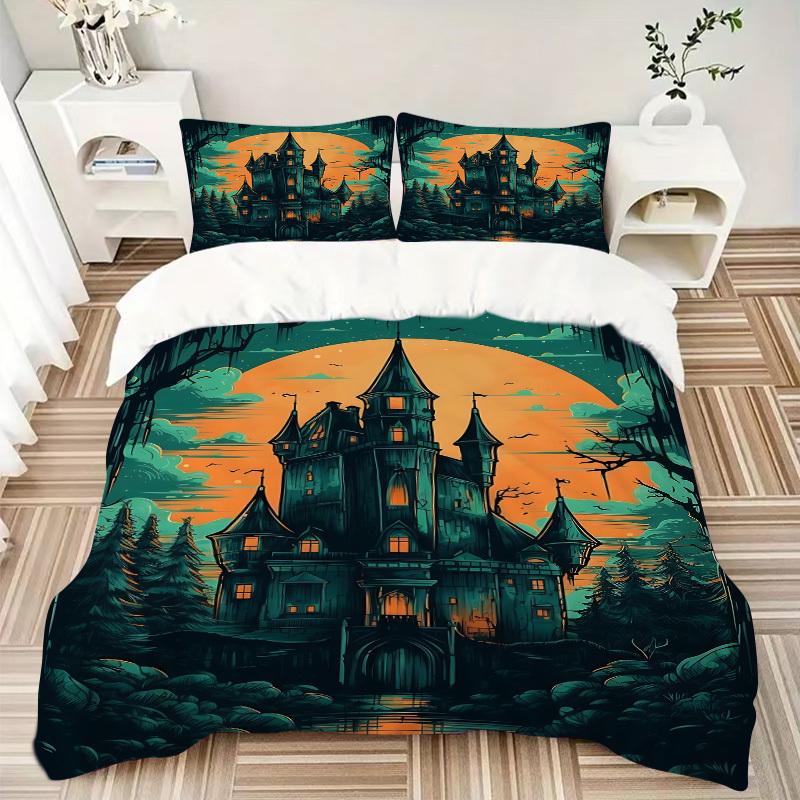 3pcs Bedding Set Castle Moonlight Includes 1 Comforter + 2 Pillowcases, Without Pillow Inserts, Soft Comfortable, Lightweight Breathable101