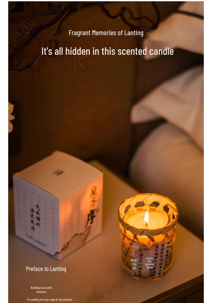 Lantingji Xu Fragrance Candle Set: New Chinese Style Aroma Gift Box with Glass Cup Wax Souvenir