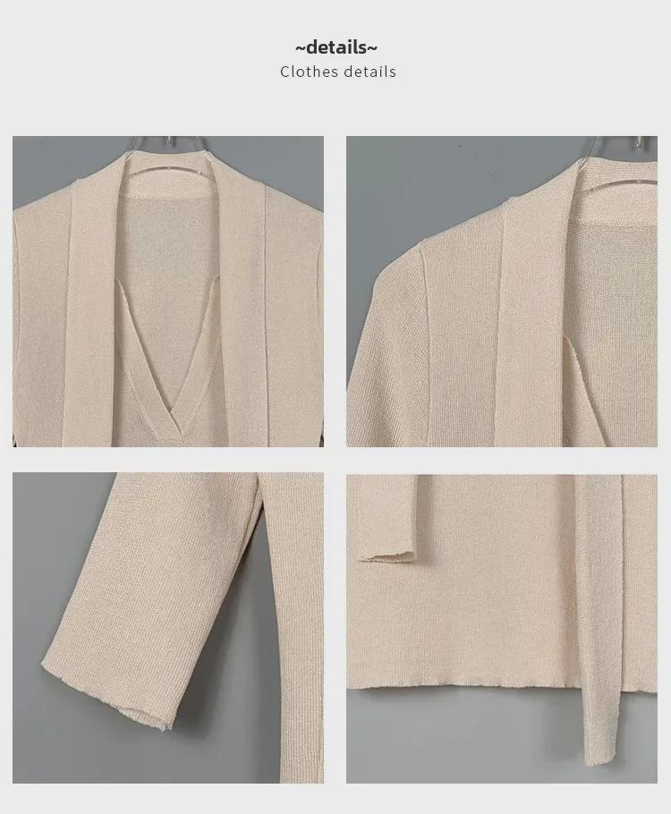 Koreanischer Dongdaemun Slim Fit Strickpullover mit halblangen Ärmeln und Schleifendesign für Damen