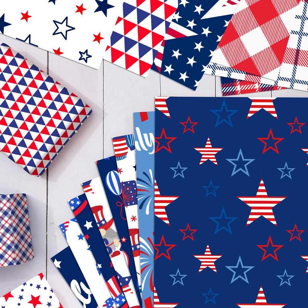Independence Themed Day Striped Star Balloon Pattern Gift Box Packaging Paper