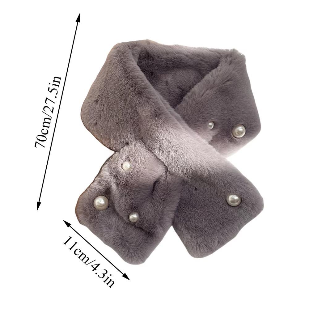 Thickened Plush Neckerchief Warm Cross Neck Scarf Fashion Faux Rabbit Fur Scarf  Women