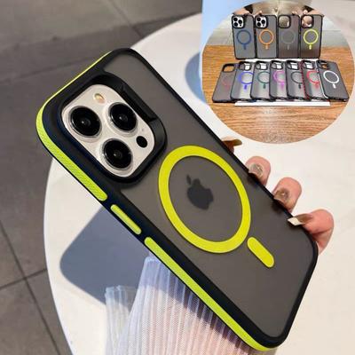 Funda Blindada Magnética de Lujo Mate Translúcida a Prueba de Golpes Para iPhone 16 15 14 13 11 12 Pro Max Para Cubierta de Carga Inalámbrica Magsafe