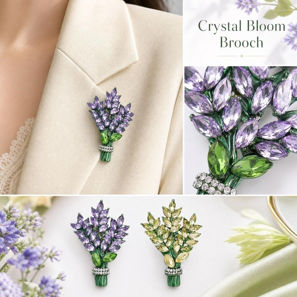 Kristall Ährenbündel Brosche Pin Elegantes Florales Design Reversnadel Geeignet für Anzugjacken Mäntel und Accessoires Dekoration