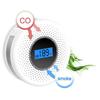 Detector de combinación de humo y monóxido de carbono con pantalla LCD 2 en 1, alarma con luz LED, advertencia de sonido intermitente