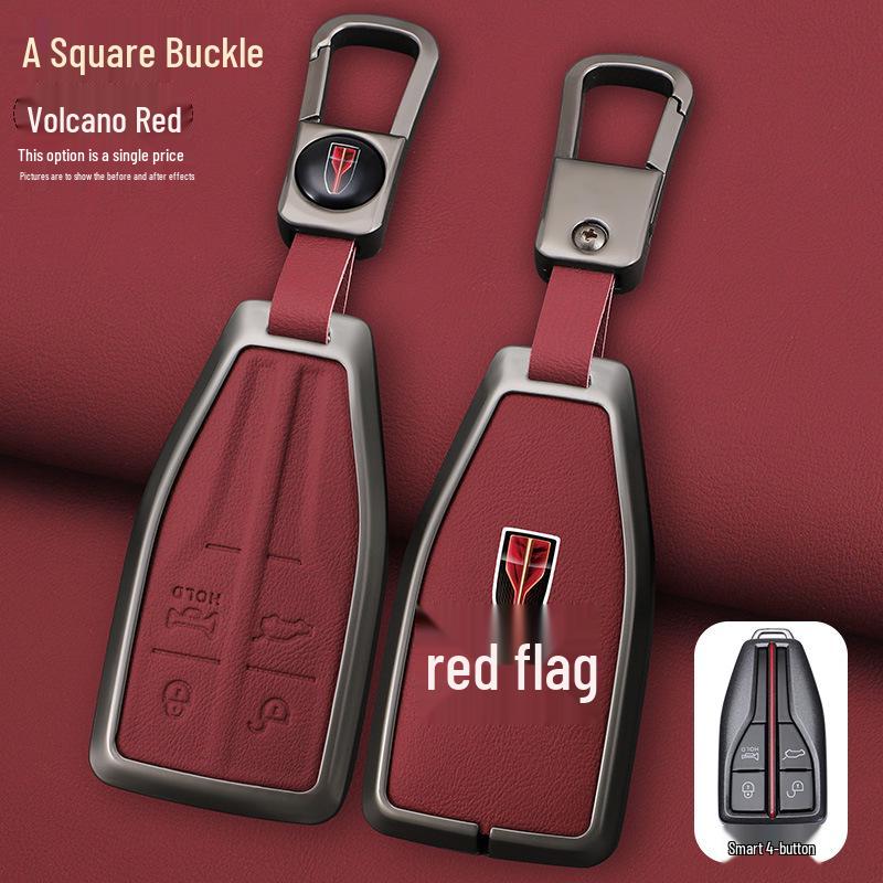 Echtes Leder Schlüsselanhänger für Hongqi H5, FAW HS5, HS7, H9 - High-End Schnallendesign