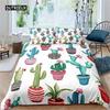 Cartoon Cactus Duvet Cover Green Plants Succulents Bedding Duvet Cover Kids Teens Nature Art Soft Microfiber Bedroom Decorative