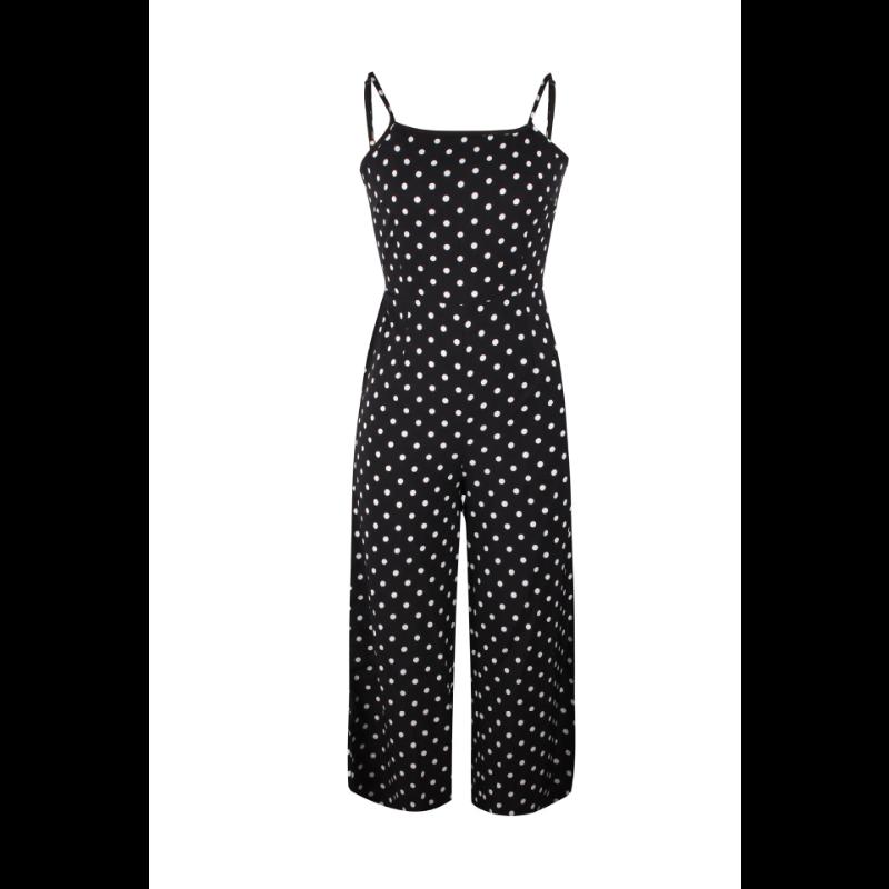 Women Long Jumpsuit Backless Strappy Playsuit Polka Dot Holiday Wide Leg Pants