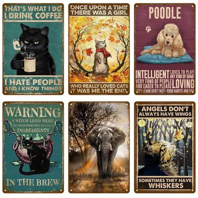 Retro Black Cat Metal Sign Poster Funny Cat Tin Sign Animal Vintage Plaque Home Decor Wall Art Pet Shop Garden Dog Bar Plaque
