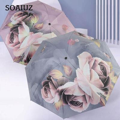 Thickened Vinyl Umbrella Folding Double-sided Printing Sunny Rain Dual-purpose Umbrella Sunshade Reinforced Windproof