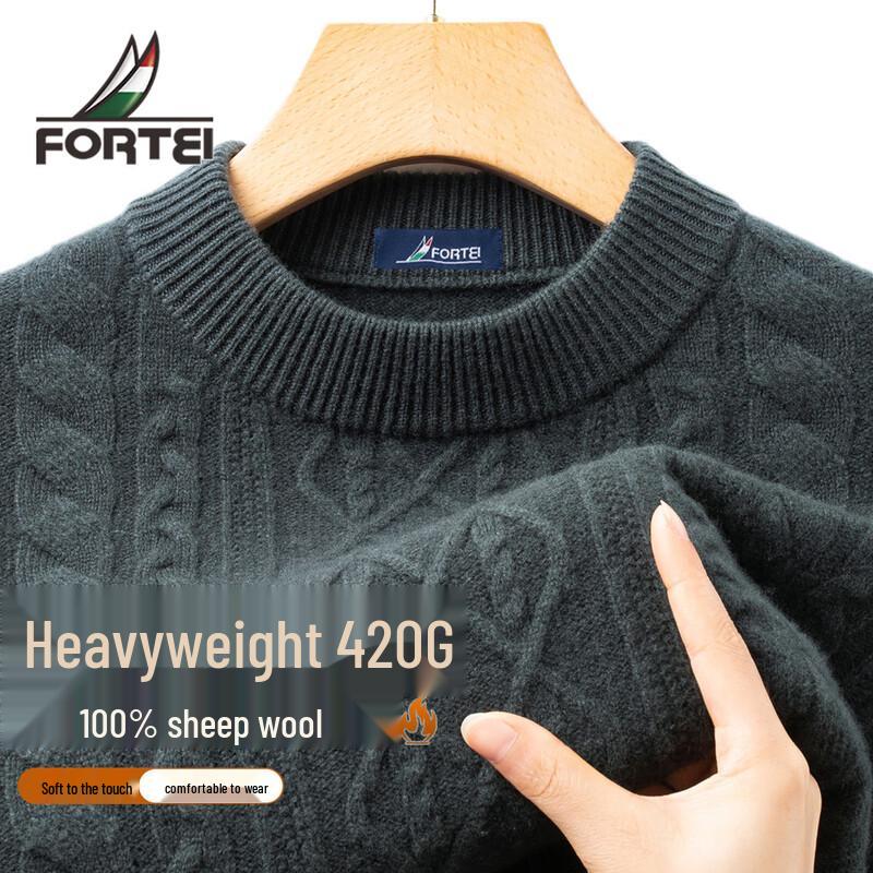 

Men s Heavyweight Merino Wool Crew Neck Sweater L 50