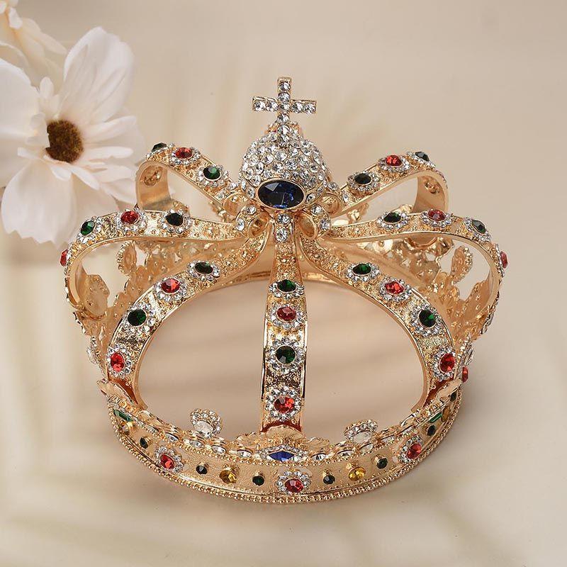 Corona de Papa Aleación de Oro Vidrio Cruz Alto Nivel Alto Valor Premium Corona