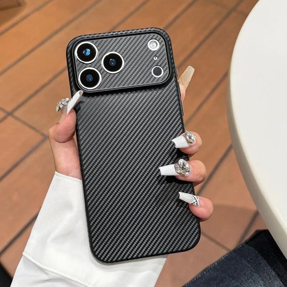 Transparent Carbon Fiber Pattern Case For iPhone 17 16 15 14 13 12 Pro Max 16E Ultra Thin Cooling Matte Slim Shockproof Cover