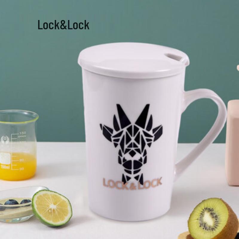 LocknLock Creative Ceramic Mug with Lid and Spoon