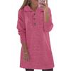 Women's Long Sleeve Shirt Dress Turn Down Collar Loose Waist Casual Solid Knit Sweater Dress