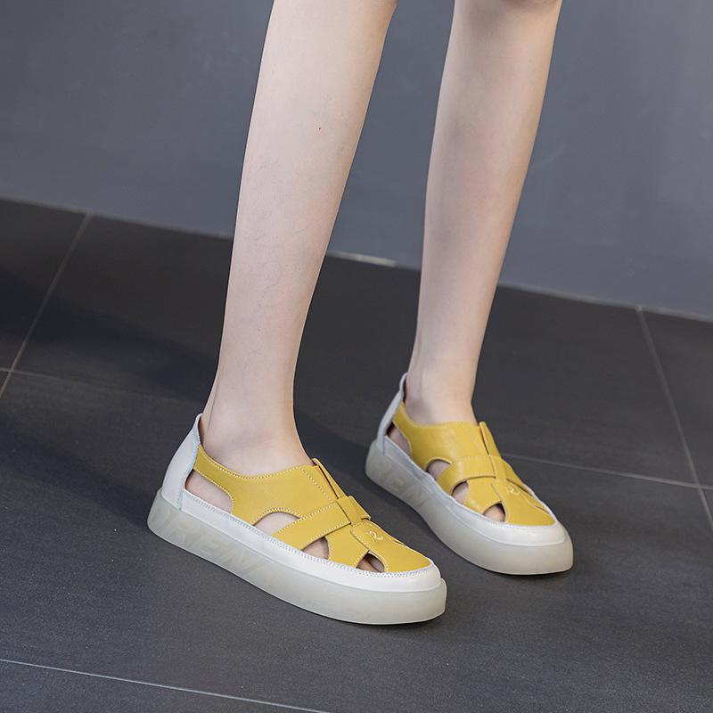 Crocs Casual and Versatile Flat Soft-soled Sandals Soft Leather Nurse Shoes