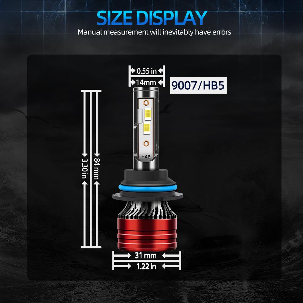 9007 Mini Car Headlight Bulb 60000LM 6000K White Front Head Lamp Cooling fan DC12V Auto Headlight 3570 CSP CHIPS