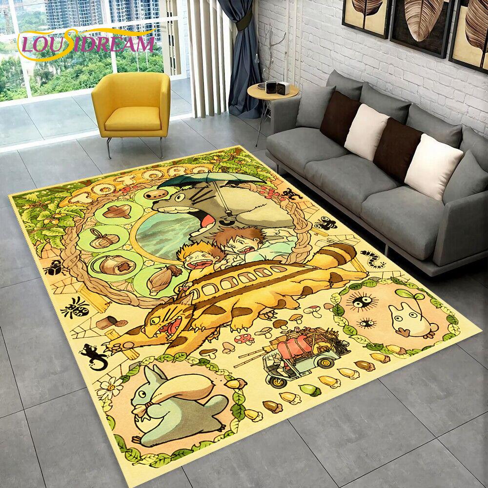 Cartoon My Neighbor T-Totoro Anime Area Rug,Carpet Rug for Living Room Bedroom Sofa Doormat Decoration,Kid Non-slip Floor Mat 3D