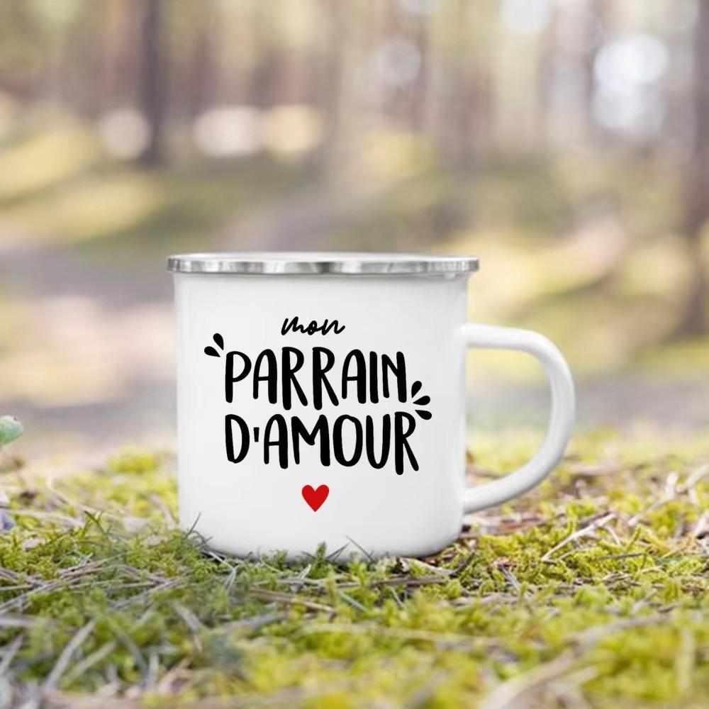 Best Godfather & Godmother In The World French Print Enamel Mugs Brother Sister Friends Gifts Drink Milk Coffee Cup Camping Mug