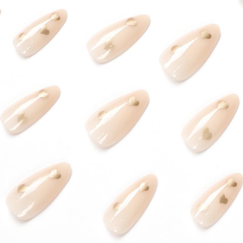24 Pieces Wear Nail Piece Simple French Nude Love Nail Sticker Removable Nail Piece Nail Art Nail Piece Nail Patch