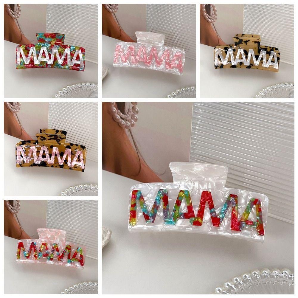 Retro Acetic Acid Shark Clip Leopard Print Geometry Hair Claw Sweet MAMA Hair Claw  Party