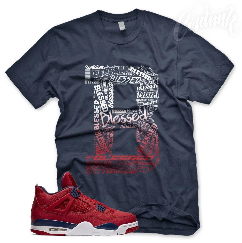 New Navy B BLESSED T Shirt for J1 4 FIBA Gym Red 2XL