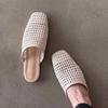 Fashion Summer Women's Slippers 2025 New Fashion Breathable Mesh Flats Luxury Wedge Heel Square Toe Slippers Comfortable Women's Shoes