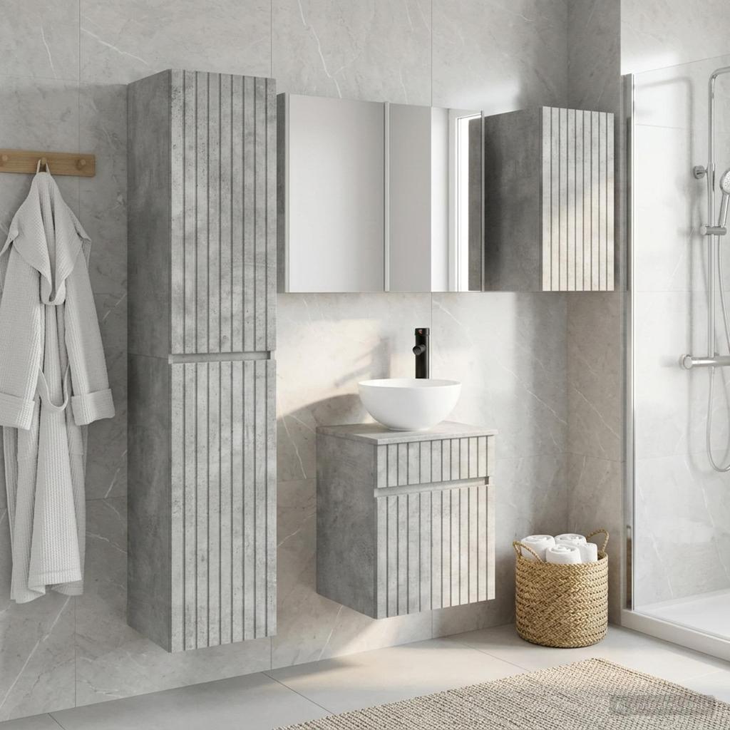 5 Piece Bathroom Cabinet Set Concrete Grey 43 x 11.5 x 60.5 cm