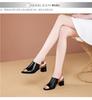 Sandals Summer New Leather High-heeled Real Soft Leather Thick Heel Large Size European and American Fish Mouth Fashion Sandals