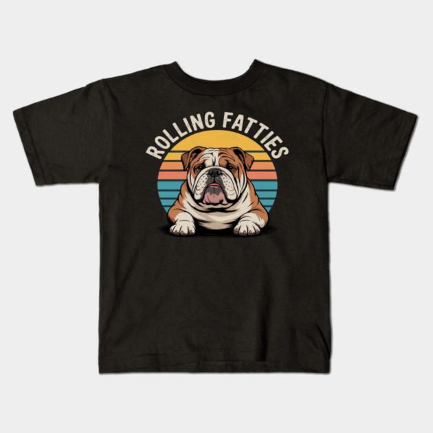 Boys Girls Soft Cotton Graphic Tees English Bulldog Rolling Fatties Pun Joke Dog Lover Breathable Daily School Wear Kids T-Shirts