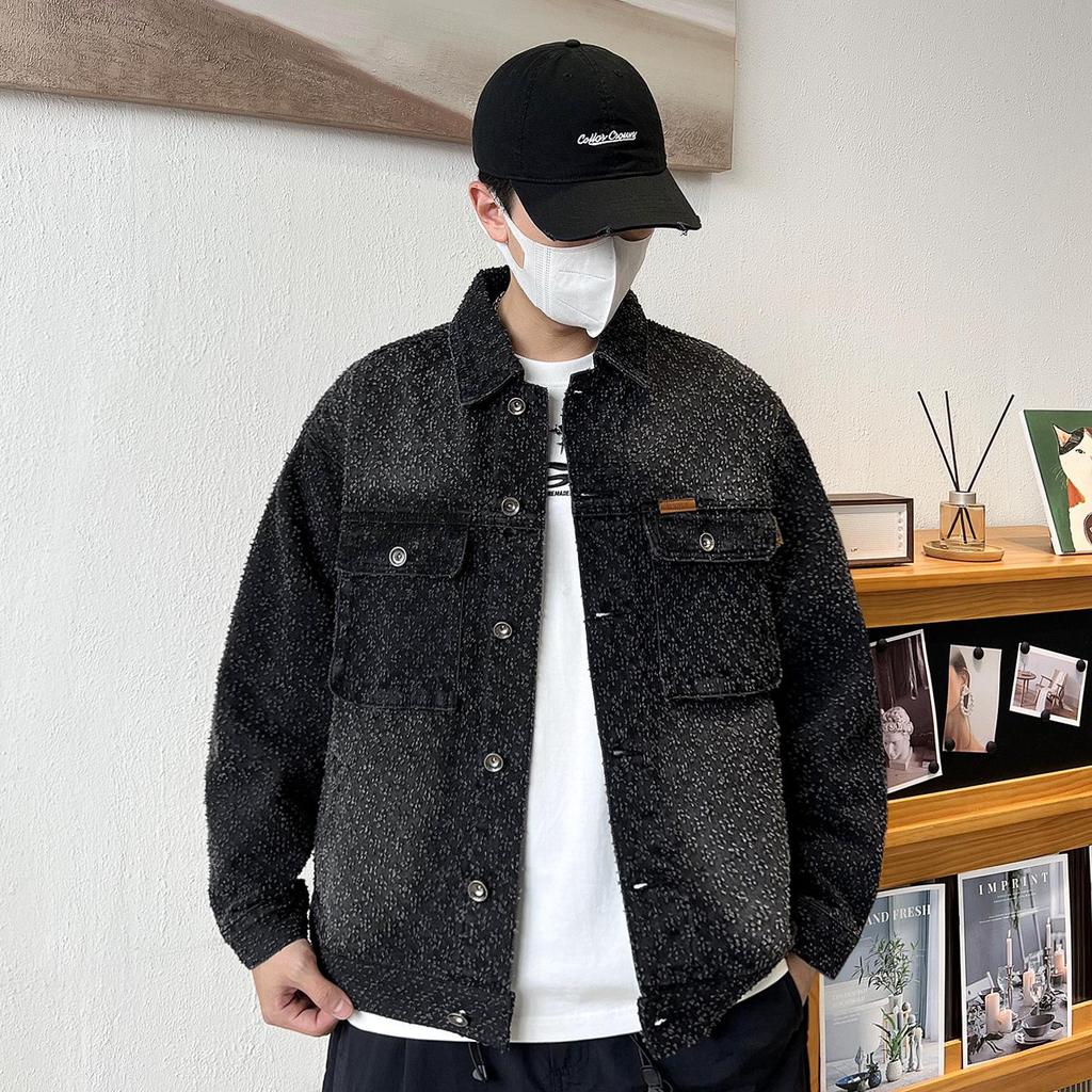 Vibe High-Grade Men's Retro American Denim Jacket: Fashionable, High-End, Trendy High-Street Style