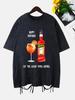 Aperol Spritz Printing Washed T-Shirts Womens Cottont Shirts O-Neck Oversize Acid Wash Short Sleeve Tops Casual Woman Clothes