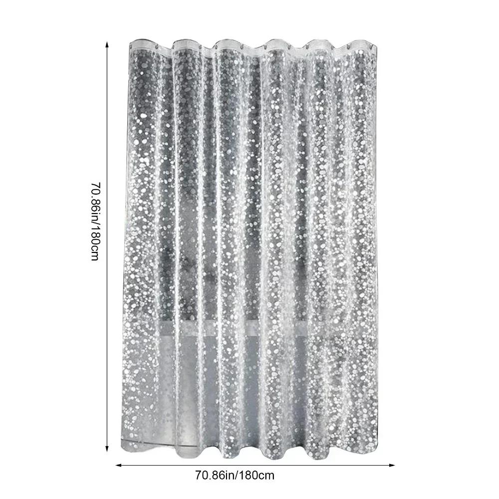 Hot Bathroom Shower Curtain Transparent Lining Waterproof Bathtub Bathing Cover PEVA Mildew Proof Cobblestone Curtain with Hooks