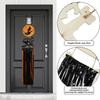 Wood Sign with Tassels Halloween Decoration Front Door Hanging Plaques Ornament with Bat Witch Pattern for Home Decors