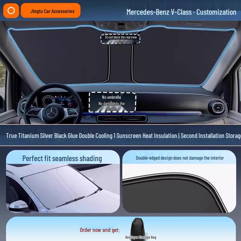Mercedes Sunshade for GLC, C260L, E300L, GLB C-Class - Windshield Heat Insulation Curtain