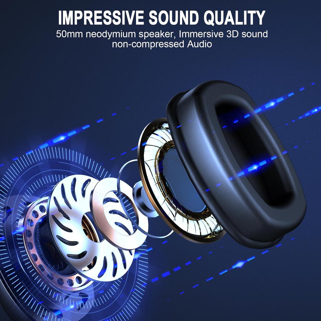 2.4G Wireless Gaming Headset Bluetooth Headphones with Detachable Noise‑cancelling Mic 50mm Driver LED Light for PC PS4 PS5