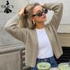 Women's Fashion Casual Fall Winter Solid Color Print Long Sleeve V-Neck Sweaters