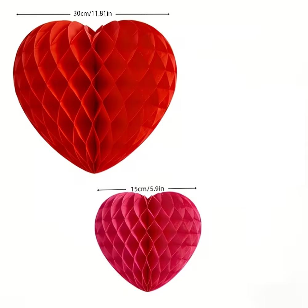 Valentine's Day Heart Paper Pom Poms Honeycomb Party Decorations For Wedding Proposal Handmade Craft For DIY Wedding Decor