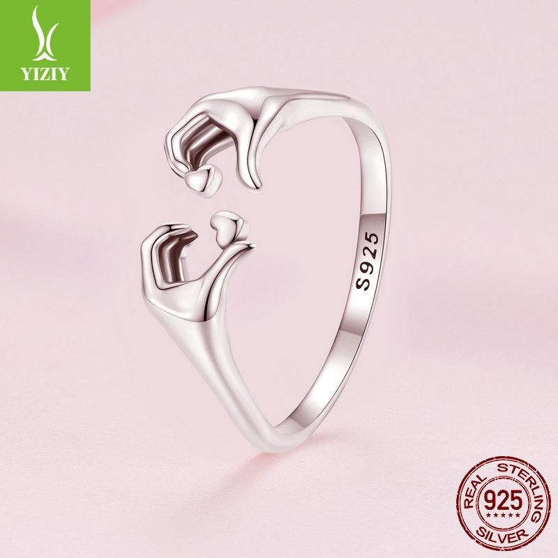 S925 Silver Hands Than Heart Open Ring Simple Design Love Ring Jewelry Scr902