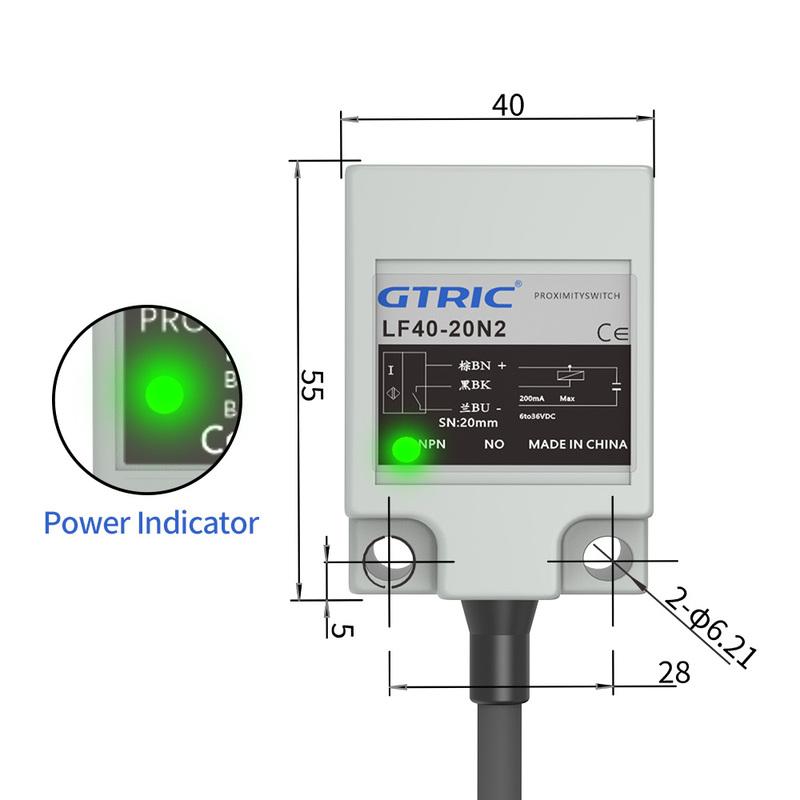 GTRIC TL-N20MC1 Inductive Proximity Sensor 3-wire IP67 Sensing Distance 10mm Square Metal Switch NPN PNP NO NC 10-30VDC