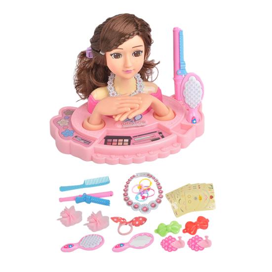 Girls Hair Styling Doll Head Model Pretend Play Makeup Toy with Comb & Accessories Creative Hairdresser Training Tool for Makeup Hairstyle Practice