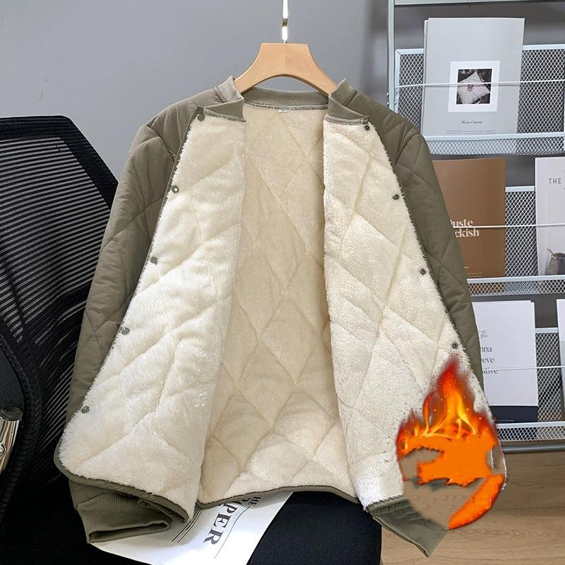 Men's Thickened Fleece Lined Stand Collar Cotton Jacket Inner Wear Short Coat Warm School Uniform Essential Youth Fashion