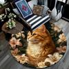 Orange Cat Round Area Rug,Carpet Rug for Living Room Bedroom Sofa Playroom Decor,Non-slip Floor Mat