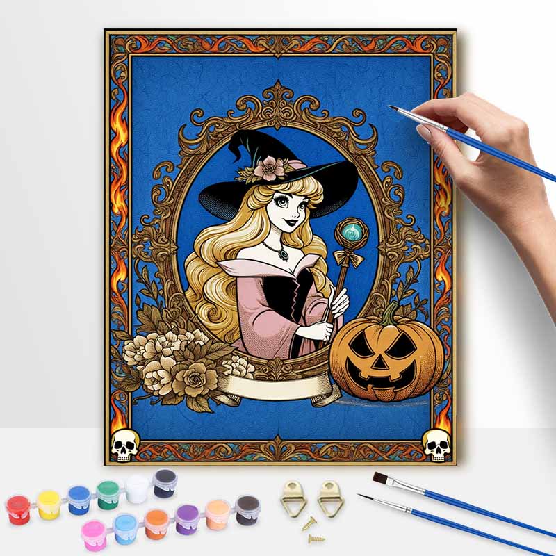 Disney Aurora Princess Witch Pumpkin Oil Paint Hand Painting Art Kit. Home Decor Gift