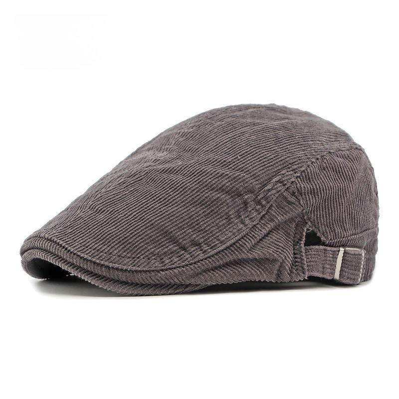 Unisex Reversible Corduroy Flat Cap Autumn Winter Warm Ivy Cap Dual Wear Retro British Beret Cabbie Hat Duckbill Cap
