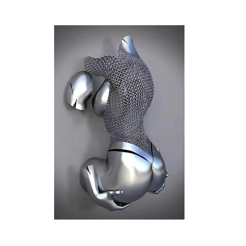 

Пары 3D Абстрактная металлическая фигура Скульптура Холст Картина Обнимающие пары Плакаты с серебряным эффектом и принты Настенное искусство Домашний декор 40x50 cm No Frame