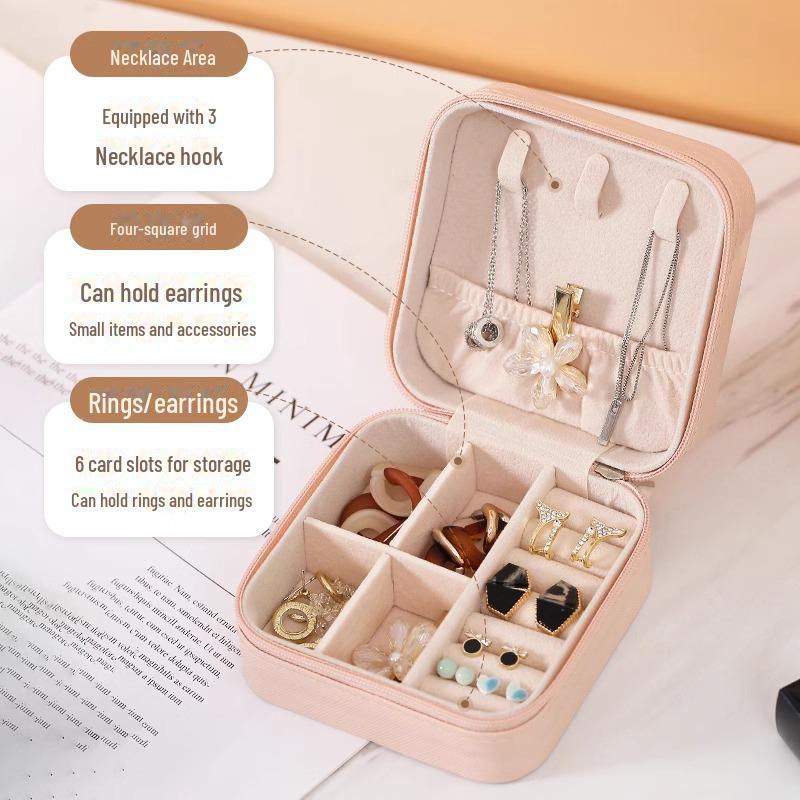 Compact Jewelry Storage Box for Earrings, Necklaces, and Rings: Small, Elegant, Mini Home Accessories Organizer